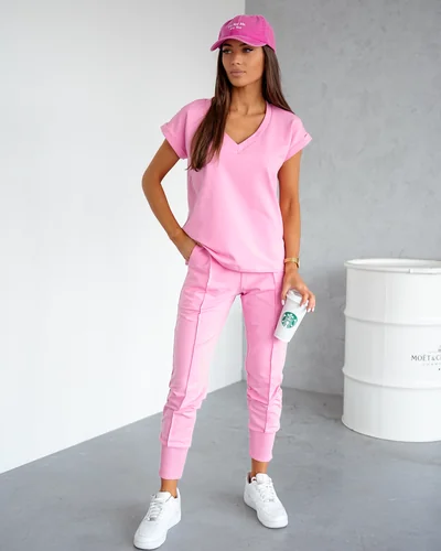 Royalfashion Bawełniany damski komplet casualowy z krótkim rękawem