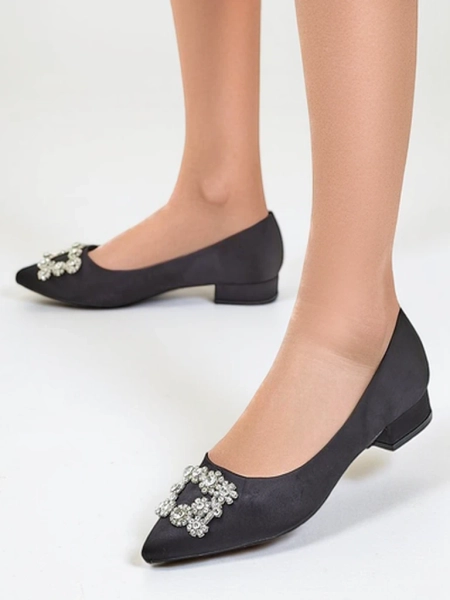 Royalfashion Damskie baleriny a'la satynowe z klamerką Legant
