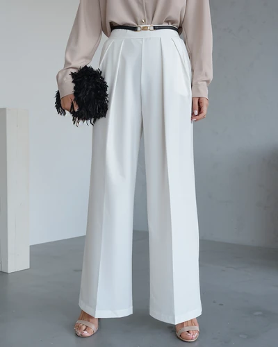 Royalfashion Szerokie spodnie damskie w kant