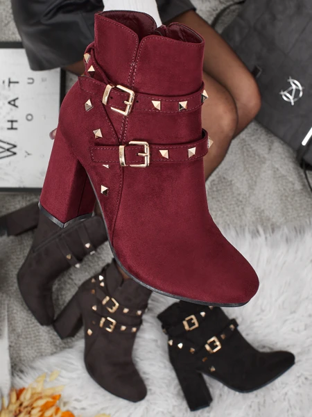 Botki damskie eko zamszowe z dżetami Selva