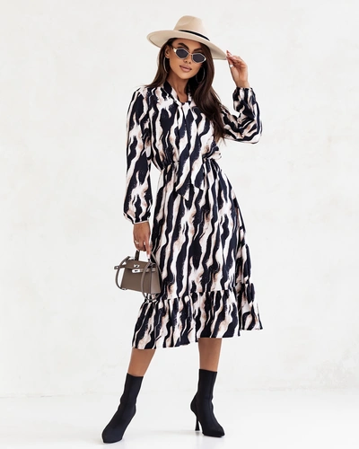 Royalfashion Damska sukienka midi z printem