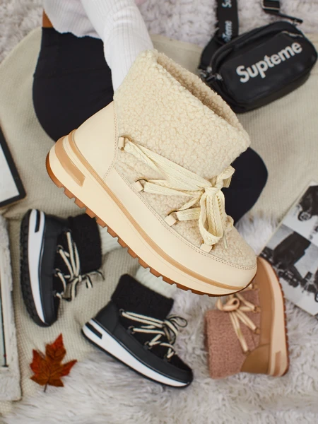 Buty a'la śniegowce damskie z kożuszkiem Verruna