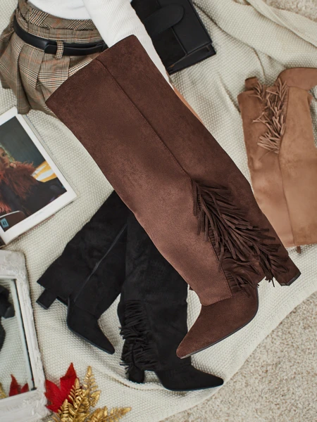 Kozaki Damskie eko zamszowe z cholewką Rimolea