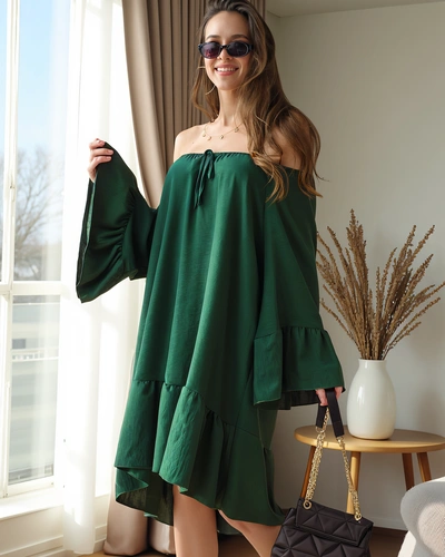 Royalfashion Damska sukienka a'la hiszpanka z falbankami oversize