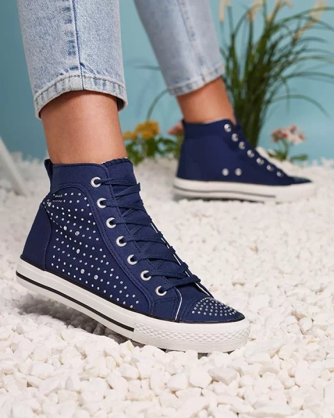 Темно-сині кросівки з цирконами Totulu- Footwear