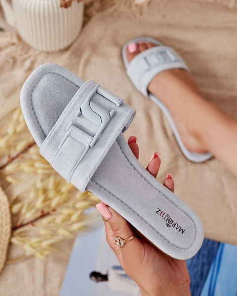 Royalfashion Niebieskie damskie klapki z klamerką Rydr