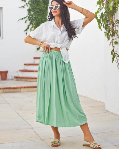 Royalfashion Wiskozowa Damska spódnica midi letnia i zwiewna z dwoma kieszeniami