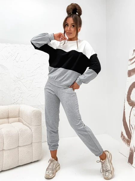 Royalfashion Bawełniany Damski komplet dresowy w paski ChillFlex