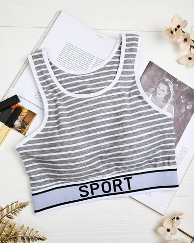 Royalfashion Damski biustonosz sportowy w paski