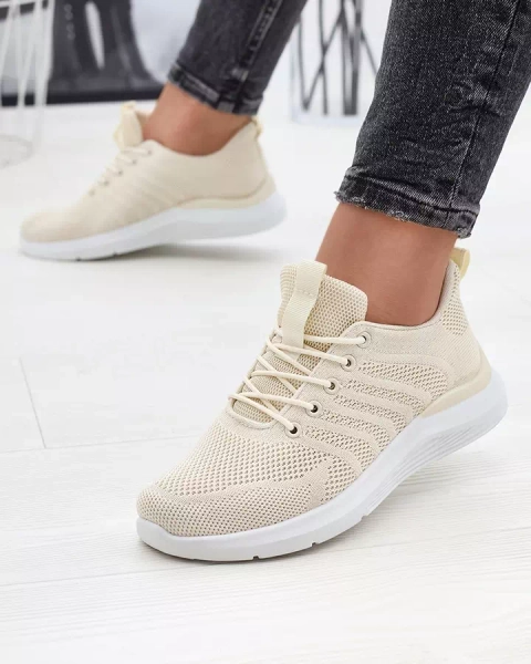 Royalfashion Kremowe damskie tkaninowe buty sportowe Bofia