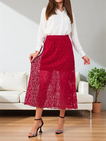 Royalfashion Damska spódnica midi z koronką