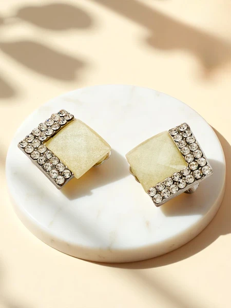 Royalfashion Klipsy kolczyki damskie z kryształem i cyrkoniami