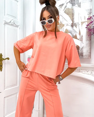 Royalfashion жіночий котоновий комплект з широкими штанами