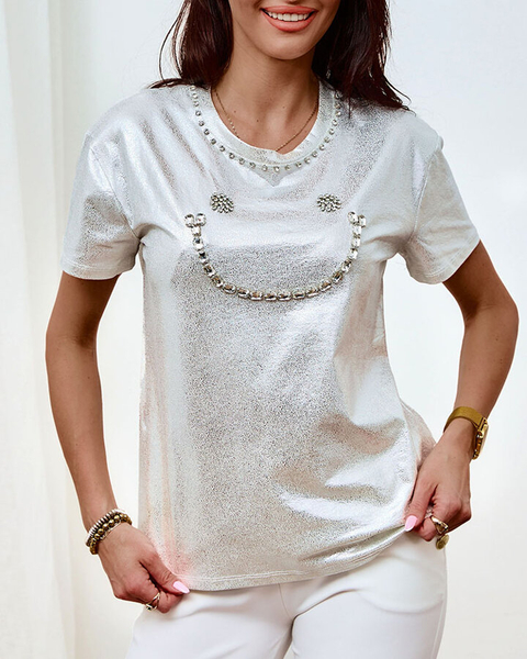 Royalfashion Damski t-shirt z cyrkoniami