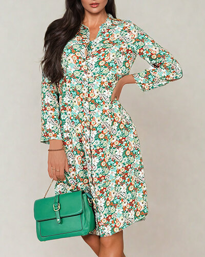 Royalfashion Damska sukienka midi wzorzysta