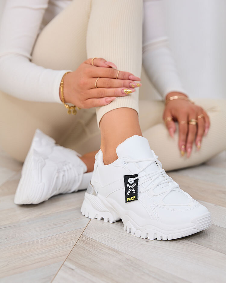 Royalfashion Białe damskie buty sportowe  na masywnej podeszwie Lejlika